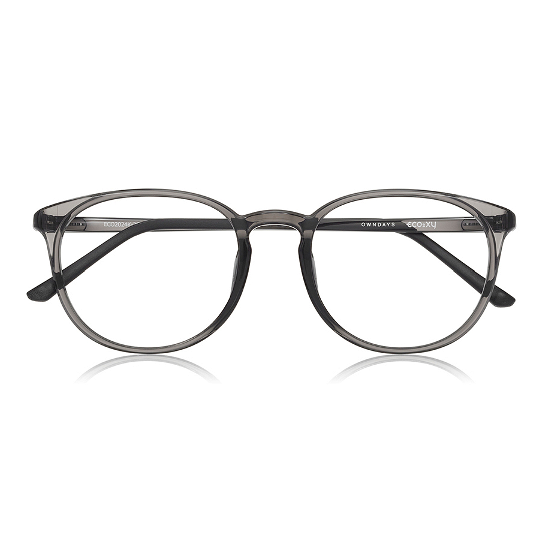 OWNDAYS | ESSENTIAL Clear Gray Full Rim Boston right side